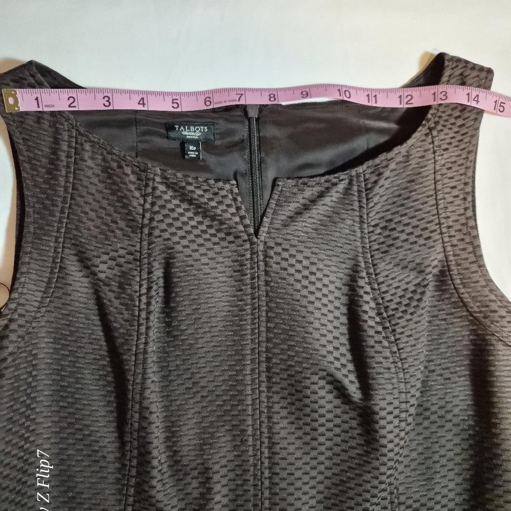 Talbots Petites Silk Blend Sheath Dress & Cropped Jacket Set Brown Size 16P - Picture 12 of 16